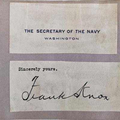Secretary of the Navy Frank Knox original signature