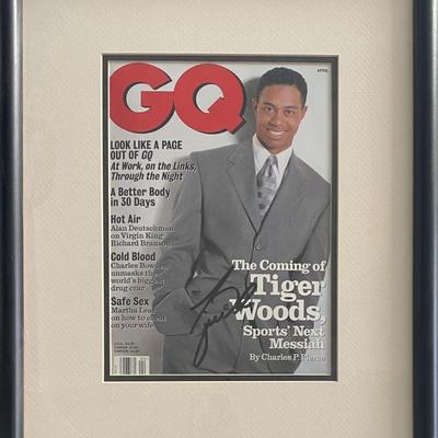 Tiger Woods signed framed magazine cover 