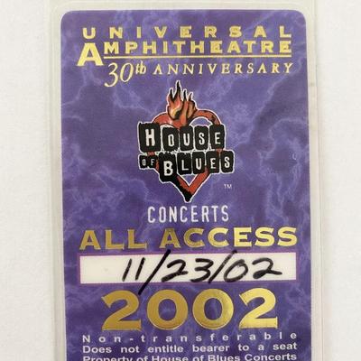 House of Blues All Access Pass 2002 Universal Amphitheatre 39th Anniversary 