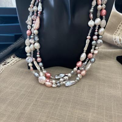 Freshwater pearl 925 multi layer necklace