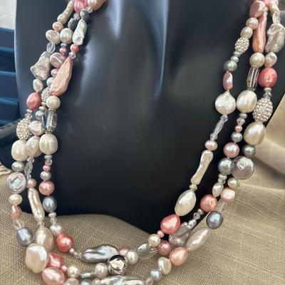 Freshwater pearl 925 multi layer necklace