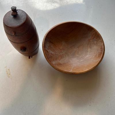 Wooden barrel and bowl
