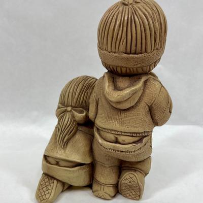 Fannykins by Bill Mack Boy & Girl “Warming Up” Clay Sculpture Kids figurine