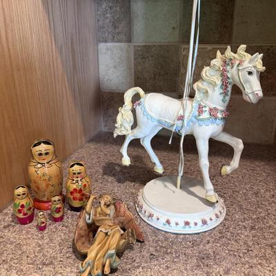 Carousel Horse and Nesting Doll Lot