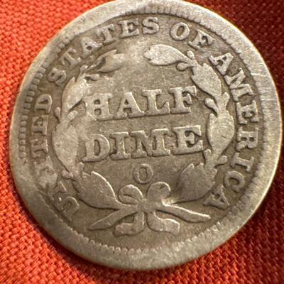 1857 O Half Dime Rare Key Date New Orleans Mint ""Medallic Rotation Error "" A-1