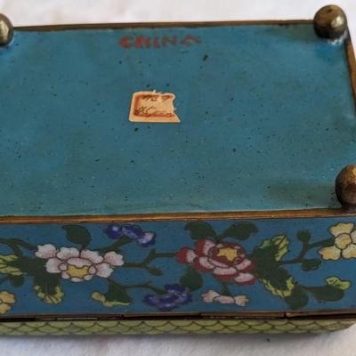 Antique Chinese Cloisonne Enameled Metal Trinket Box