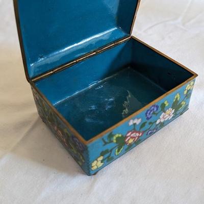 Antique Chinese Cloisonne Enameled Metal Trinket Box