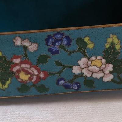 Antique Chinese Cloisonne Enameled Metal Trinket Box