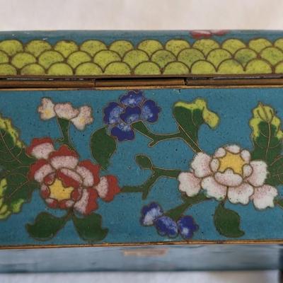 Antique Chinese Cloisonne Enameled Metal Trinket Box