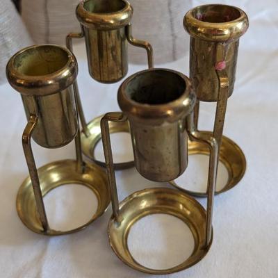 Set of 4 Brass Candle Shade Holders with Beaded Shades