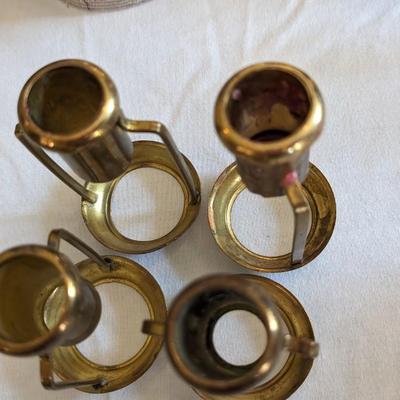 Set of 4 Brass Candle Shade Holders with Beaded Shades