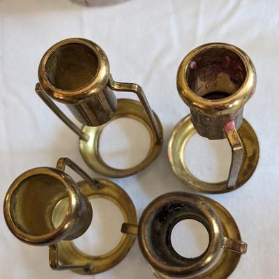 Set of 4 Brass Candle Shade Holders with Beaded Shades