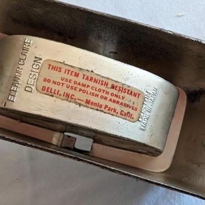 Vintage Eleanor Claire Design Tape Dispenser Metal Silver Tone