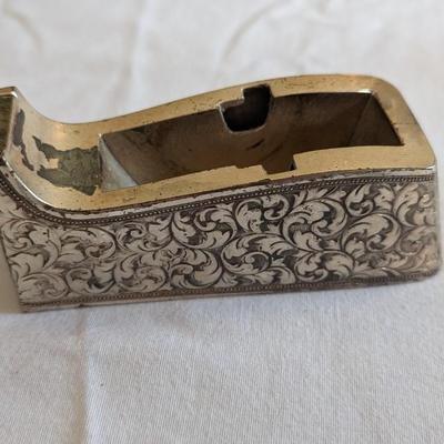 Vintage Eleanor Claire Design Tape Dispenser Metal Silver Tone