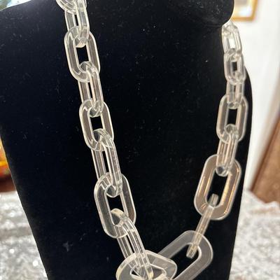 Clear plastic resin type chain necklace