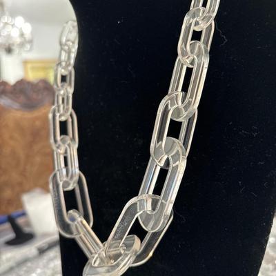 Clear plastic resin type chain necklace