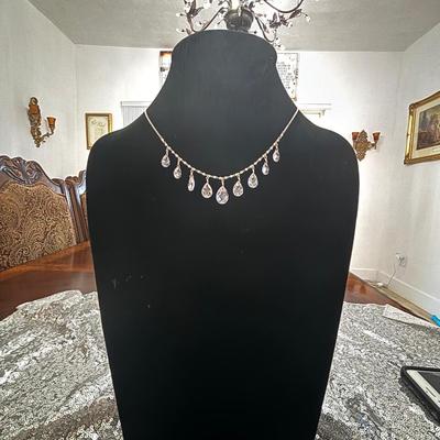 925 Sterling silver real crystal made in Sri Lanka necklace