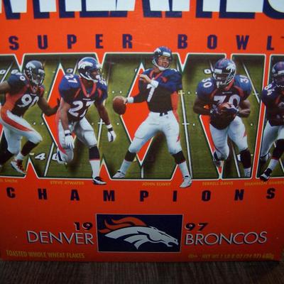 LOT 131 NEW IN BOX 1997 DENVER BRONCOS SUPER BOWL CHAMPIONS WHEATIES