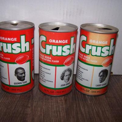 LOT 132 DENVER BRONCOS ORANGE CRUSH CANS EVANS/TURK/GRANT