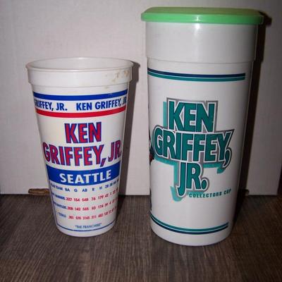 LOT 135 KEN GRIFFEY JR 2 PLASTIC COLLECTABLE CUPS