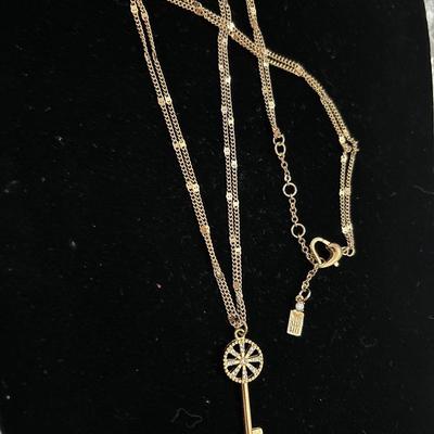 Super cute, gold toned Layered chain necklace, With key pendant