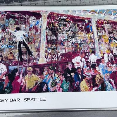 F.X. McRory's Whiskey Bar Seattle, Signed by LeRoy Neiman 1980 Poster Print Framed