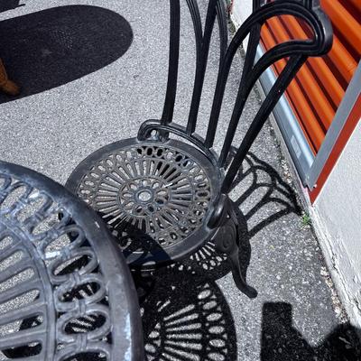 Cast Metal Table & 2 Chairs