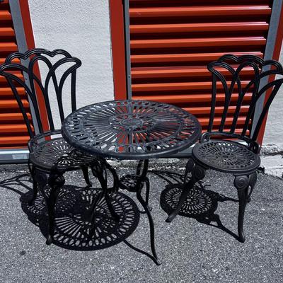 Cast Metal Table & 2 Chairs