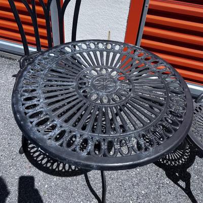 Cast Metal Table & 2 Chairs