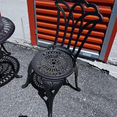 Cast Metal Table & 2 Chairs