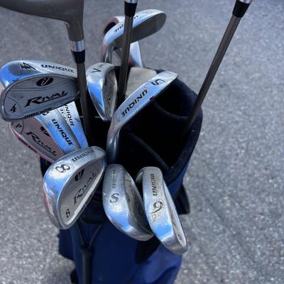 Rival Titanium Golf Clubs in Blue Gray Bag with Accessories 