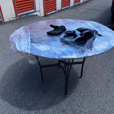 Iron Base Table with A Nice Glass Top