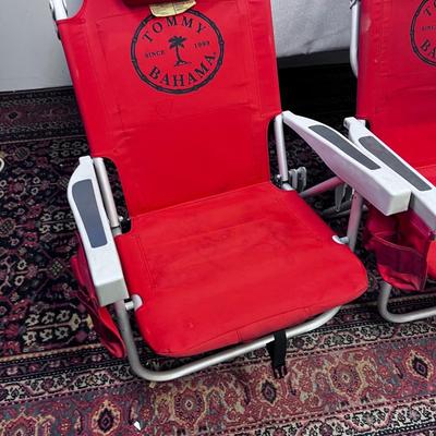 2 - Red Tommy Bahama Beach Chair with Straps