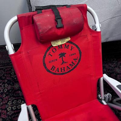 2 - Red Tommy Bahama Beach Chair with Straps