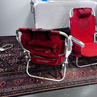 2 - Red Tommy Bahama Beach Chair with Straps