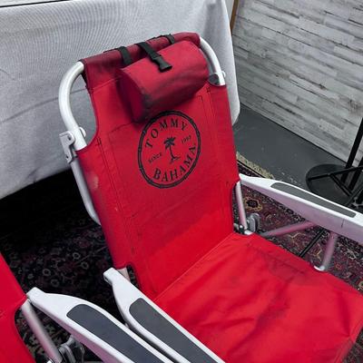 2 - Red Tommy Bahama Beach Chair with Straps