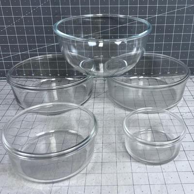 5 Clear Glass Bowls 