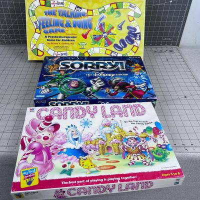 3 Board Games; Including Sorry the Disney version, plus others