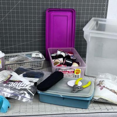 Tub of Sewing and Crafting Items 