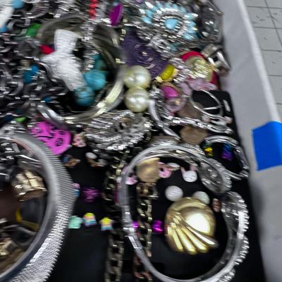 Tray of Costume Jewelry: Rings, Necklaces, Some Vintage 