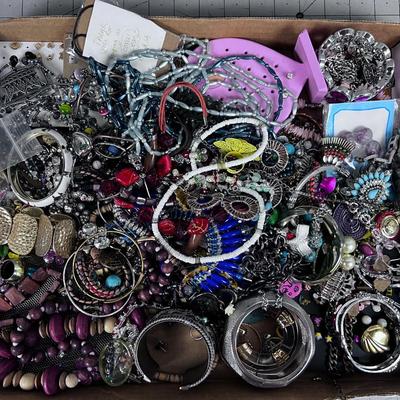 Tray of Costume Jewelry: Rings, Necklaces, Some Vintage 