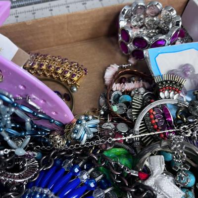 Tray of Costume Jewelry: Rings, Necklaces, Some Vintage 