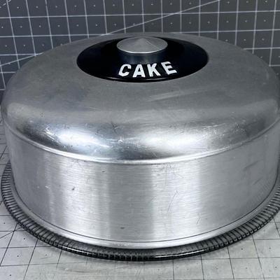 Aluminum lidded Glass Cake Plate