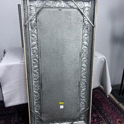 Fabulous Tin MIRROR with a Wood Frame 