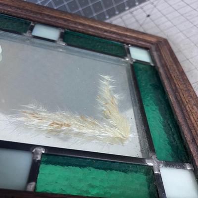 Leaded Glass Window Pane and Mirrored Back Butter Fly and Flower 