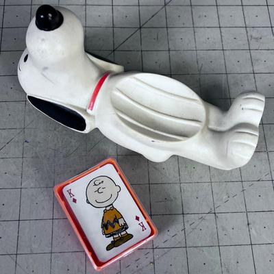 Snoopy Soap Holder and Charlie Brown Mini Playing Cards