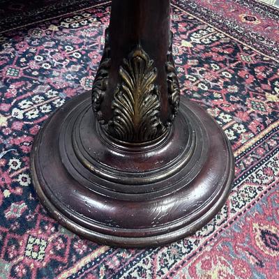 Round Entry Table Dark BURL with INLAY Top