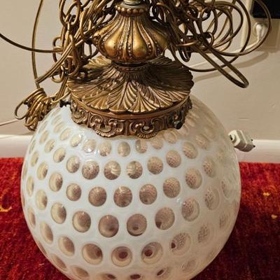 Fenton Coin Dot Opalescent Swag Lamp