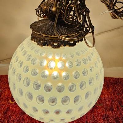 Fenton Coin Dot Opalescent Swag Lamp