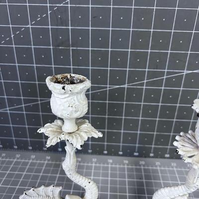 Cast Iron Dragon Candle Sticks 